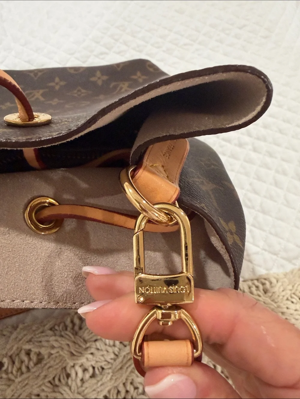 New Monogram Canvas Shoulder Bag in Brown with Tan Trim - Picture 9 of 10